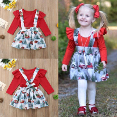 UK Kids Newborn Baby Girls Christmas Clothes Gift Santa Tutu Skirt Dress Outfits