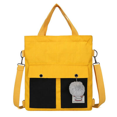 

Hit Color Shoulder Handbags Women Pompon Decor Messenger Bags Canvas Totes