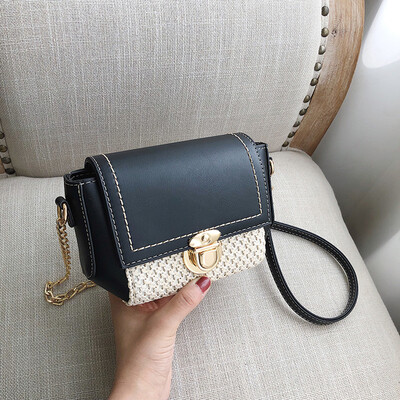 

Tailored Women Beach Straw Bucket Bag Burlap Square Bag Messenger Bag