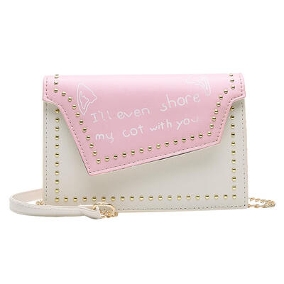 

Rivet Shoulder Handbags PU Leather Women Letter Print Chain Crossbody Bags