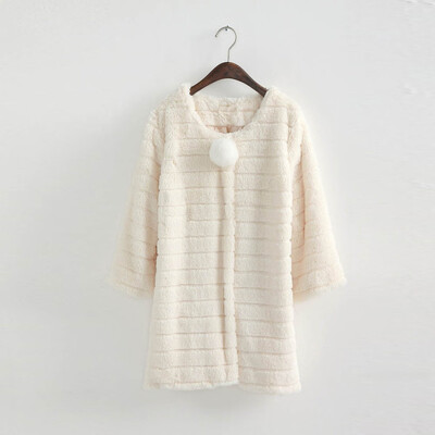 

Toponeto Women 34 Sleeve Button Solid Fashion Faux Fur Long Warm Winter Cardigan Coat WH