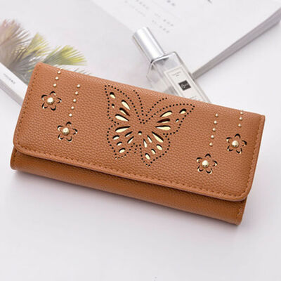 

New Style Women Wallets Fashion Ladies Women Hollow Out PU Leather Clutch Purse Wallet Long Card Holder Hasp Fashion Hot 2019