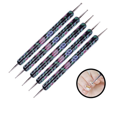 

〖Follure〗5PCS 2 Way Crystal Dotting Manicure Tools Painting Dot Pen Nail Art Paint Set NE