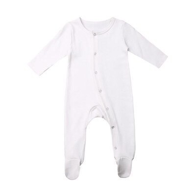

Newborn Baby Girl Boy Long Sleeve Solid Romper Jumpsuit Outfits Clothes 0-24M