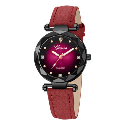 

RM New Fashion Geneva Women Leather Band Stainless Steel Quartz Analog Wrist Watch
