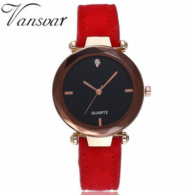 

Vansvar Diamond Watch Women Lady Leather Strap Stainless Steel Analog Quartz Wristwatch Hot Sale Luxury Watches Zegarek Damski