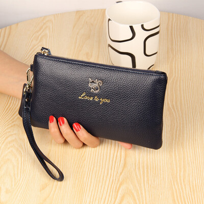 

First layer cowhide 2019 new womens embossed four-leaf clover shell bag large capacity leather clutch bag mobile phone bag