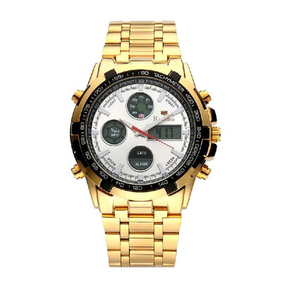 

Men Multi-Functional Dual Display Wristwatch Fashion Alloy Band Digital Waterproof Sports Watch