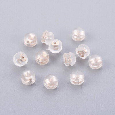 

316 Stainless Steel Earring Ear Nuts with Silicone Round Rose Gold 4x5mm Hole 1mm