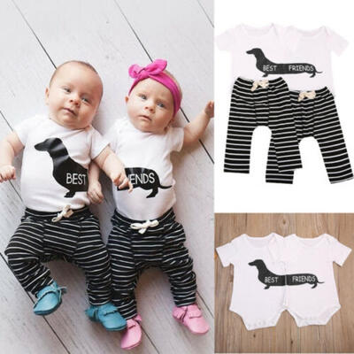 

Matching Best Friends Newborn Baby Boy Girl Romper TopsPants Outfit Clothes Set
