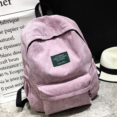 

2019 Women Fashion Girls Youth Teenage Shoulder Hot Sales Korean Style Corduroy Backpack Student School Bag Travel Bags