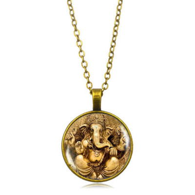 

Statue Hindu Ganapati Vinayaka God Necklace Vintage Lord Indian Buddhism Jewelry For Women Men