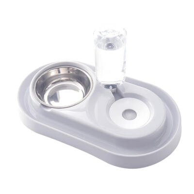 

Pet Automatic Water Food Feeder Dish Dual Port Drinking Feeding Basin Bowl