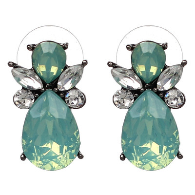 

Fashion Stud Earrings Trendy Zinc Alloy Geometric Rhinestone Green Pink Crystal Earring For Women Top Quality Q2401
