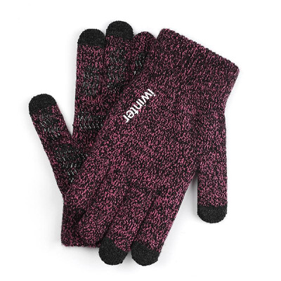 

Knitted Gloves Sensitive Touchscreen Gloves Women Men Wool Knitting Gloves Anti-skid Warm Winter Gloves