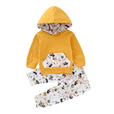

Toddler Floral Print Casual Hoodies Pants 2pcs Clothing Set Baby Outfits