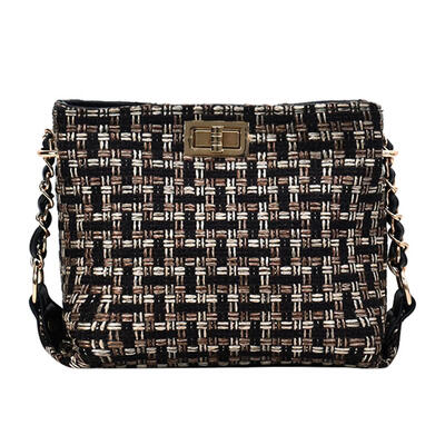 

Cotton Rope Crossbody Bag Women Woven Packs Plaid Bucket Shoulder Bags