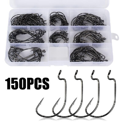 

150pcs Fishing Hooks Worm Soft Bait Fish Hooks with Plastic Box