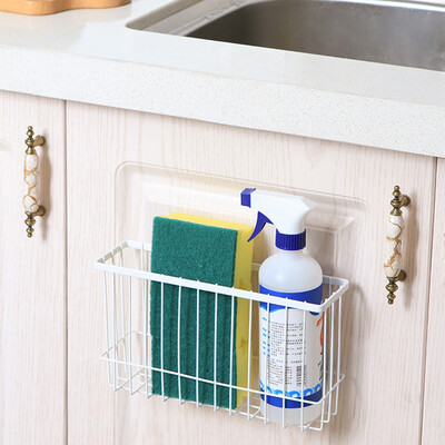 

Siaonvr Self-Adhesion Kitchen Bathroom Iron Basket Bin Storage Rack Mesh Organizer WH