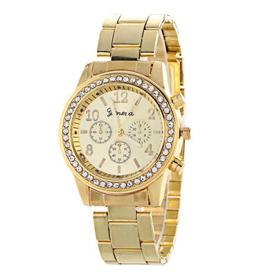 

High-end watches Geneva Geneva mens watch womens table diamonds fake three-eye six-pin steel belt quartz watch