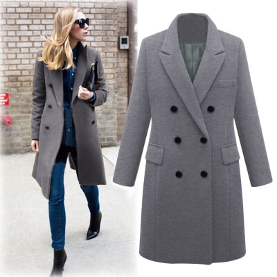 

Tailored Womens Winter Lapel Wool Coat Trench Jacket Long Overcoat Outwear