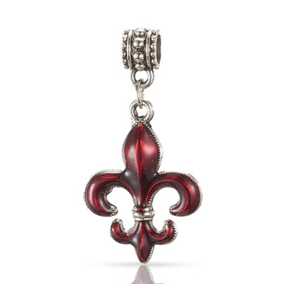 

Alloy European Dangle Beads with Enamel Large Hole Pendants Fleur De Lis DarkRed 39x20x3mm Hole 5mm