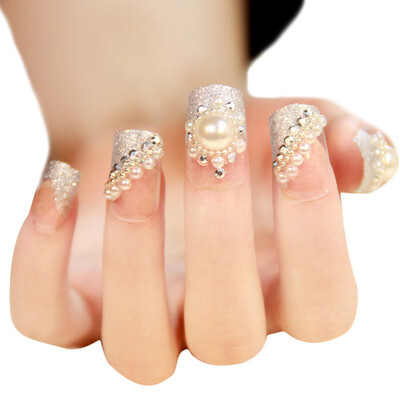

〖Follure〗Bride Manicure Set Series Pearl Nail Patch 1 Box 24 Tablets Nail Paste
