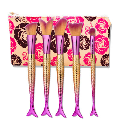

Toponeto 5pcs Makeup Brushes set Fondation Eyeshadow Cosmetic Tool with Leather