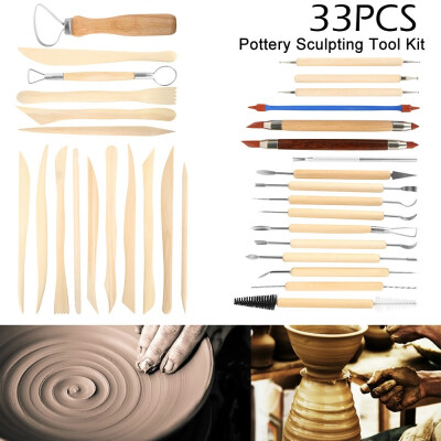 

33pcs Professional Wooden Ceramic&Clay Sculpting Pottery Art Tools Kit with Bag