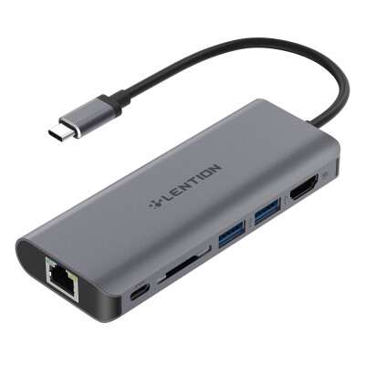 

LENTION CB-TP-C68 6 In 1 Hub Multi-port Adapter Type-C TO USB-C 2 USB30 4K 30Hz HD Interface Memory Card RJ451000M C