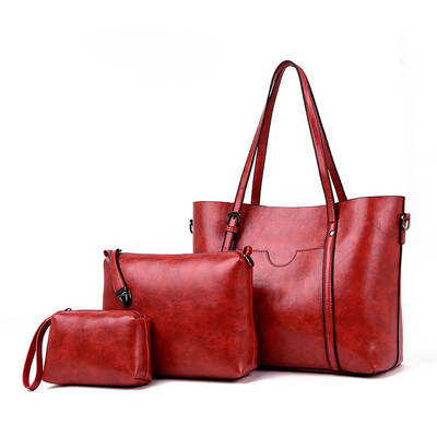 

Tailored Fashion Womens Outdoor Solid Color Three-Piece Leather Handbag Messenger Bag