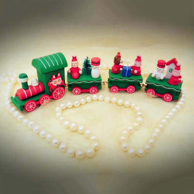 

Christmas Ornament Four-section Wooden Train Childrens Gift Window Decoration