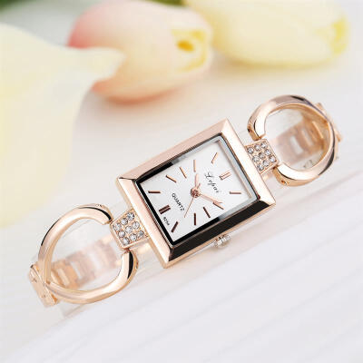 

Women Rose Gold Business Watches Luxury Stainless Steel Band Quartz Wristwatch Ladies Fashion Rectangle Watch Elegant Clock