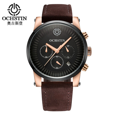 

Augustus OCHSTIN fashion mens watch quartz calendar watch casual leather mens six-needle sports waterproof