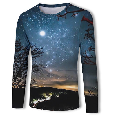 

Autumn Mens 3D Print T-shirt Tops Sweatshirt O Neck Long Sleeve Casual Blouse