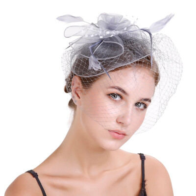 

Wedding Races Party Hair Clip Net Hat Bride Cones&Feathers Occasion