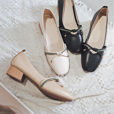 

Thick with single shoes female autumn simple Mori little shoes shallow mouth leather womens sh