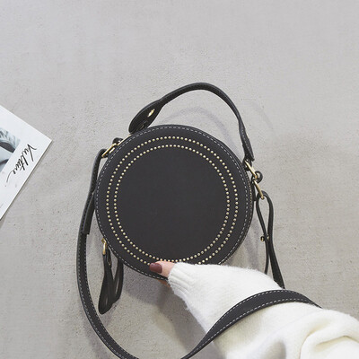 

Tailored Fashion Ladies Solid Color Round Versatile Shoulder Bag Messenger Bag Handbag