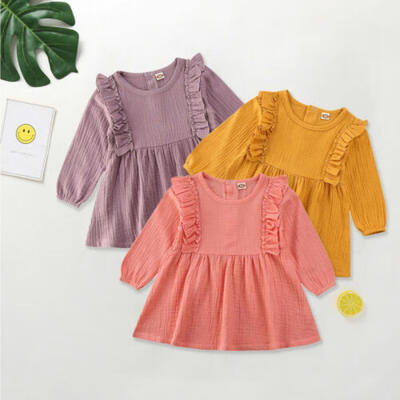 

US Toddler Kid Baby Girl Cotton Ruffle Dress Princess Party Gown Dresses Clothes