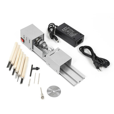 

96W Mini Lathe Beads Machine Woodworking DIY Standard Set with Power Carving Cutter