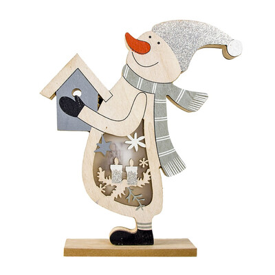

〖Follure〗Wooden Santa ClausSnowman Lamp Ornament Home Christmas Party Table Decor