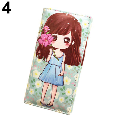 

Cartoon Girl Print Handbags Long Clutch Coin Purse Wallet Bag Cards Holder