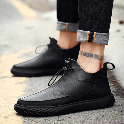 

Mens shoes autumn high shoes mens Korean version of the trend of British casual shoes mens Gaobang shoes black wild shoes