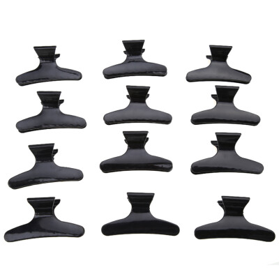 

12pcs Salon Hairdressing Clips Black Butterfly Hair Styling Section Clamp