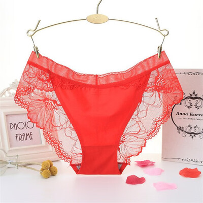 

Seamless womens large size sexy transparent lace nylon crotch underpants