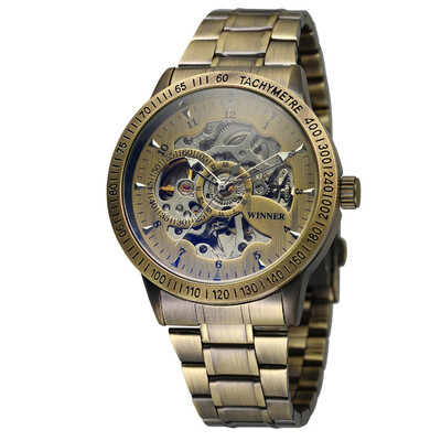 

T-Winner hollow bronze mens automatic mechanical watch automatic mechanical watch steel strap table