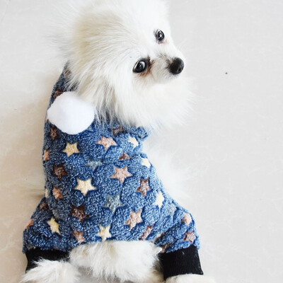 

Thickened Pet Clothes For Winter Warm Coral Velvet Costume For Dogs Puppy 4 Legged Hooded Cold Weather Coat Dog Clothes Winter