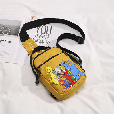 

Ins breast bag lady crosses the aisle with new print bag soft sister cute cartoon Sesame Street bag