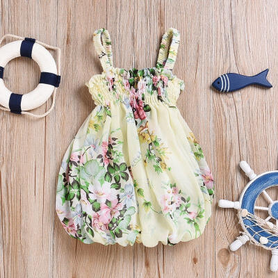 

Chiffon Princess Dress Newborn Kids Baby Girls Sundress Flowers Strap Dress Children Clothing