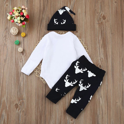 

Kids Infant Baby Boy Long Sleeve Letter Romper Pants Cap Outfits Clothes Set